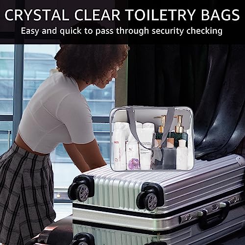 2Pcs Crystal Clear PVC Travel Toiletry Bag Kit for Women Men (2 Count)