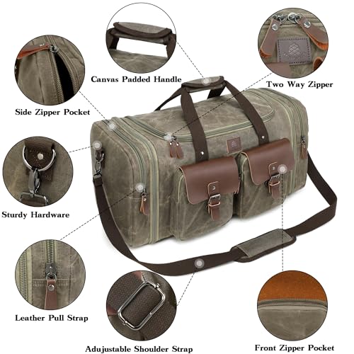 Waxed Canvas Duffle Bag for Men
