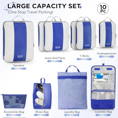 10 Set Compression Packing Cubes for Travel Essentials (10 Count)