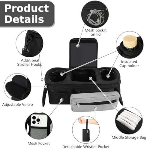 Universal Stroller Organizer with Insulated Cup Holder