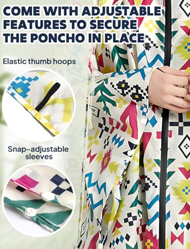 Waterproof Rain Poncho for Women Packable Hooded Raincoat with Pocket