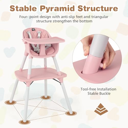 High Chair 5 in 1 Convertible Highchair for Babies & Toddlers