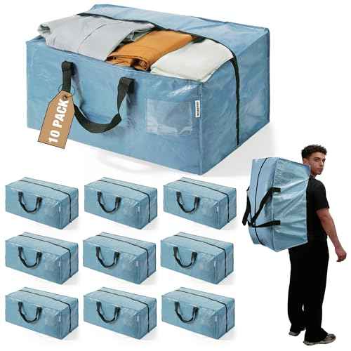 10 Pack Extra Large Moving Bags with Backpack Straps & Handles (10 Count)