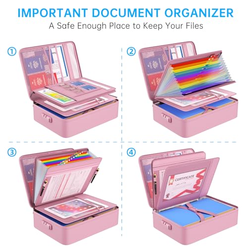 Fireproof File Organizer Bag with 13 Pockets Accordion File Folder