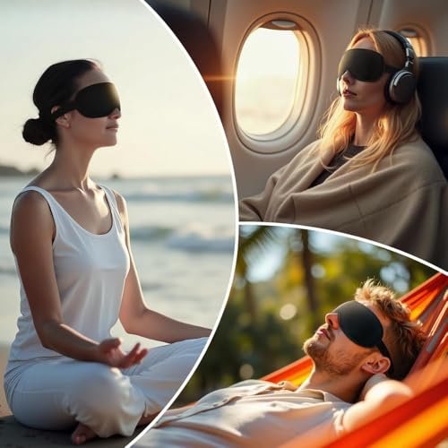 Sleep Mask with Earplugs & Zipper Bag 3D Memory Foam Eye Mask with Nose Support