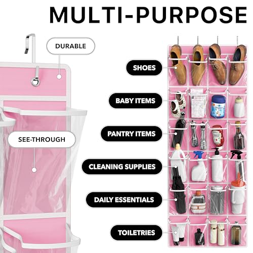 24 Pockets Large Clear Over the Door Shoe Organizer