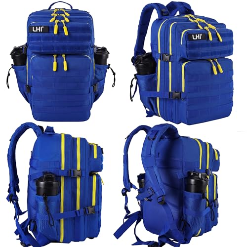 Military Tactical Backpack for Men and Women 45L Army 3 Days Assault Pack Bag Large Rucksack with Molle System Blue Yellow