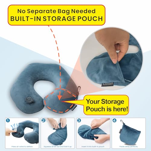 Inflatable Travel Neck Pillow for Airplane & Long Flights (2 Count)
