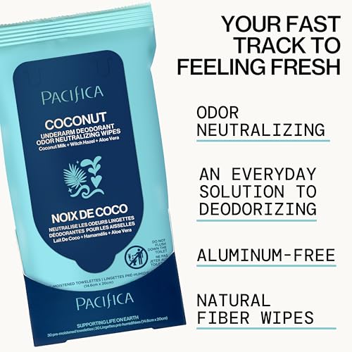 Beauty Coconut Milk & Essential Oils Underarm Deodorant Wipes (30 Count)