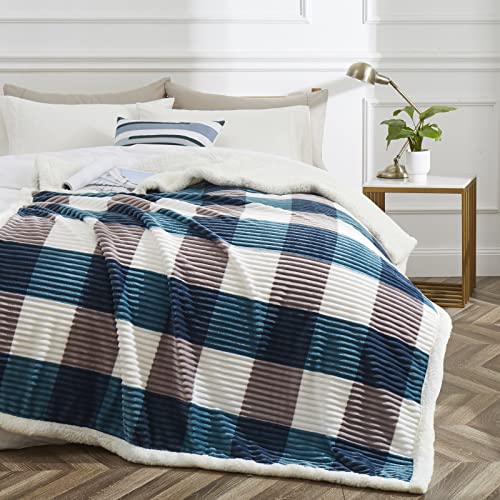 Sherpa Blanket Twin Plaid Thick Bed Blanket