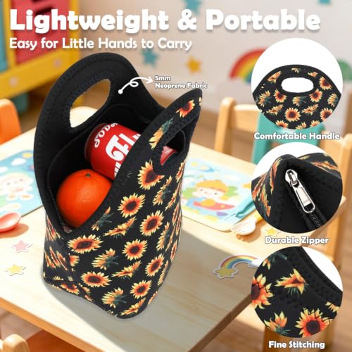Neoprene Lunch Tote Insulated Thermal Reusable Lunch Bag Box for Boys Men with Zipper
