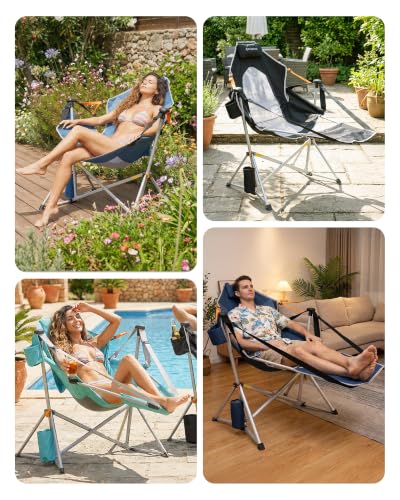 Hammock Camping Chair with Footrest & Breathable Mesh Back 400 lbs