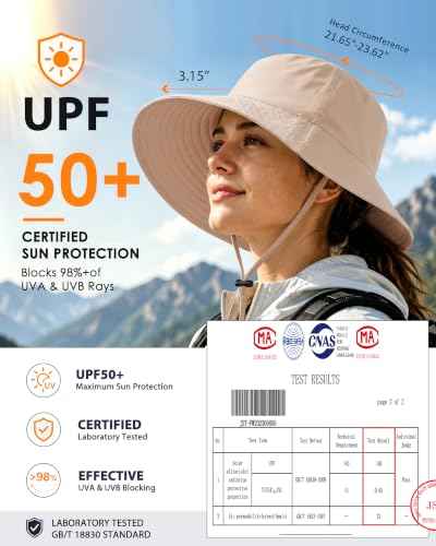 Water Resistant UPF 50+ Sun Bucket Hat Packable Brimmed for Women Men