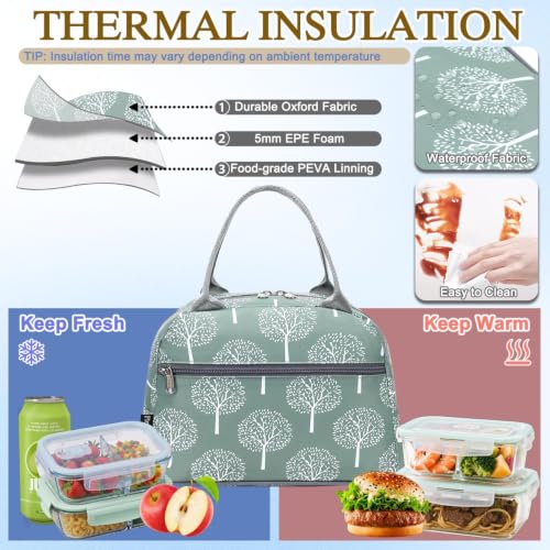 Lunch Bag for Women Insulated Lunch Box Corduroy Lunch Tote Cooler for Travel Work Picnic