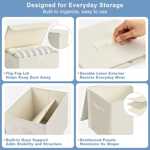 Large 42 Quarts Collapsible Stackable Storage Bins Cube with Lids [3 (3 Count)
