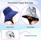 Women Floral Reversible Wide Brim Sun Hats Wired Edge Summer UPF Hat for Beach Hiking Garden Travel Lawn Work Chin Strap
