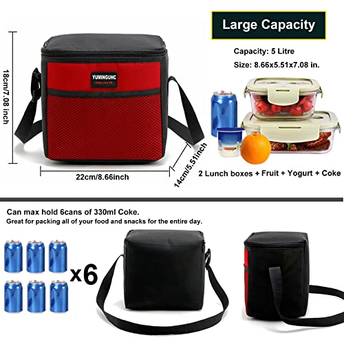 6 Can 5L Lunch Bag for Women Men Portable Lunch Box Small Cooler Bag Soft Collapsible Reusable Insulated Lunch Tote for Everyday Work Travel