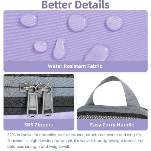 4 Set/6 Set/8 Set Compression Packing Cubes Travel Accessories Expandable Packing Organizers (Half Mesh, 6-Lavender)