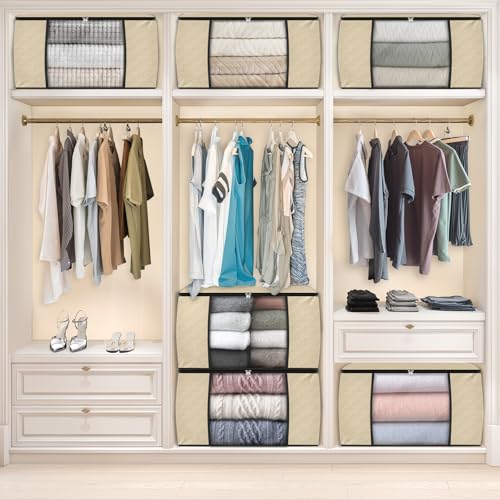 6 Pack Storage Bags for Clothes Blanket Storage Bins with Lids (6 Count)
