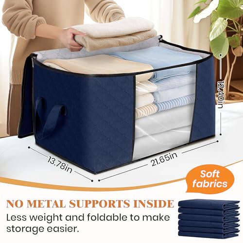 6 Pack Storage Bags for Clothes Blanket Storage Bins with Lids (6 Count)