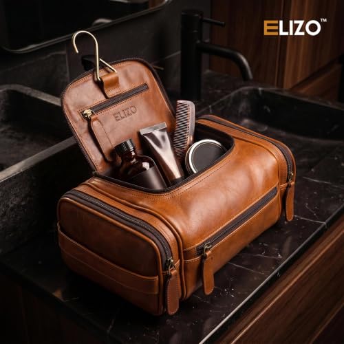 Personalized Real Leather Toiletry Bag for Men