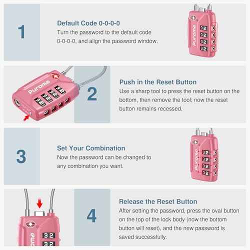 2 Pack TSA Approved Luggage Locks 4 Digit Code Cable Lock Pink Rose (2 Count)
