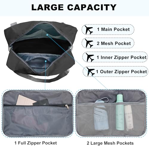 Foldable Carry on Luggage Bag 22x14x9 Personal Item Bag for Airplanes Travel Duffel Bag for Women and Men