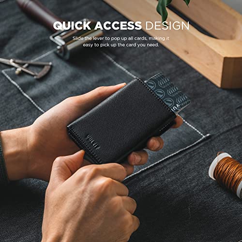 Pop up Card Wallet Minimalist Cash Wallets RFID Blocking Leather Smart Credit Card Holder with ID window for Men