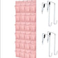 GORILLA GRIP Over the Door Shoe Organizer, 24 Large Breathable Mesh Pockets, Space Saving Hanging Storage Holder, Closet Rack Hanger Holds Up to 40 lbs, Hangs on Closets for Shoes, Accessories, Pink