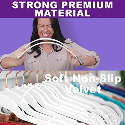 White Velvet Hangers 30 Pack Non Slip Heavy Duty Rose Gold Hooks (30 Count)