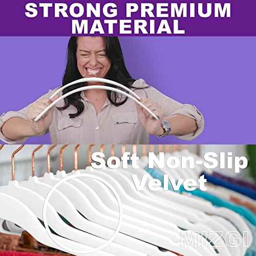 White Velvet Hangers 100 Pack Non Slip Heavy Duty Rose Gold Hooks (100 Count)