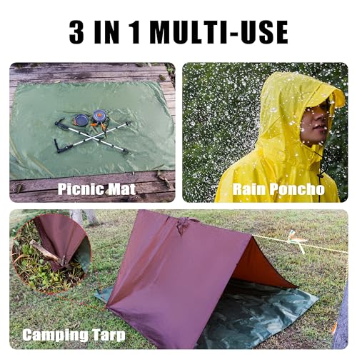 Hooded Rain Poncho Lightweight Waterproof Unisex Raincoat Jacket with Pocket for Men Women Adult