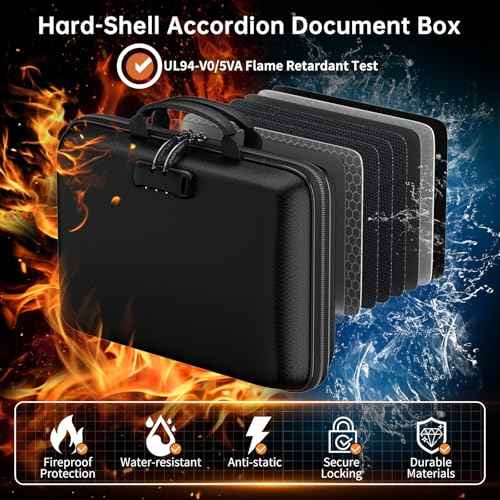 Fireproof Document Box with Lock & 25