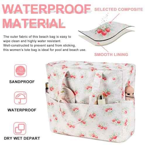 Waterproof Beach Tote Pool Bags for Women Ladies Extra Large Carry On Bag With Wet Compartment for Weekender Travel