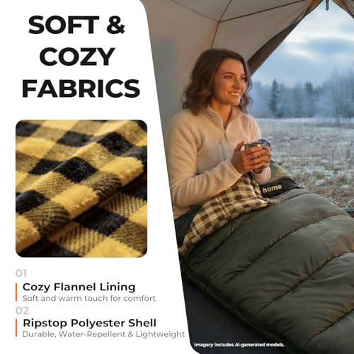 Cotton Flannel XXL Sleeping Bags for Adults Big and Tall
