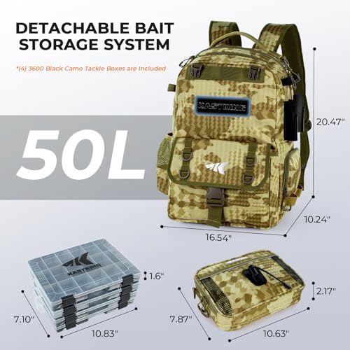 BaitSpace Fishing Backpack with Bait Binder & 2 Rod Holders