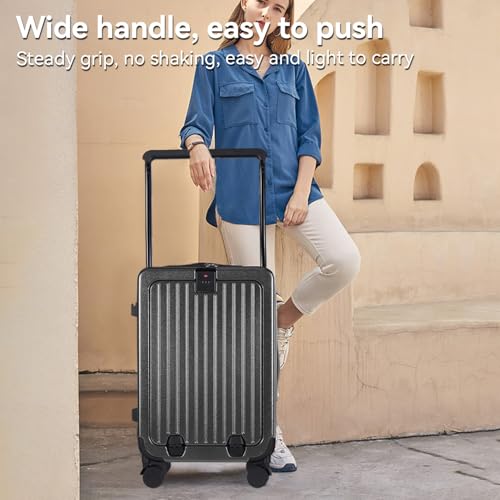 SOKOK Front Pocket Luggage Wide Handle with Spinner Wheels 24''