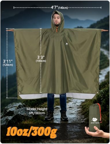 Hooded Rain Poncho for Adult Waterproof Lightweight Raincoat