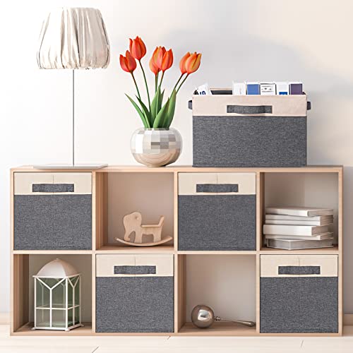 Large Fabric Storage Bins for Shelves with 3 Handles (3 Count)