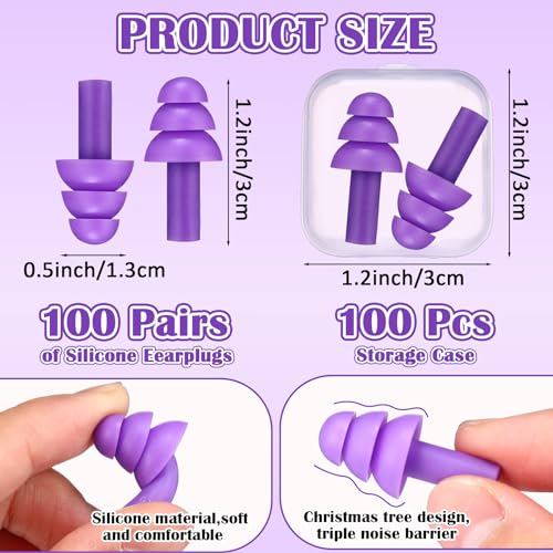 100 Pairs Silicone Ear Plugs Bulk with Case Nrr 29db (100 Count)