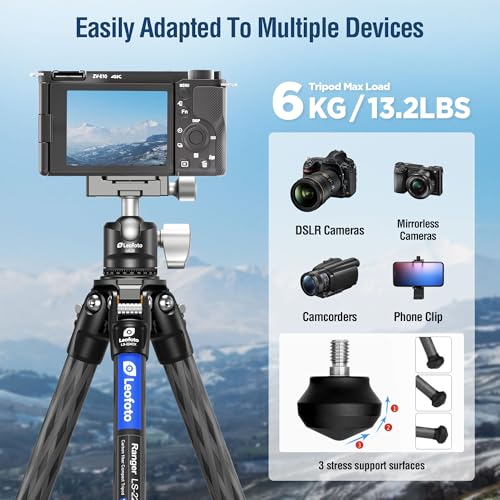 42.2" Carbon Fiber Travel Tripod with 4