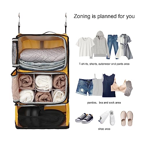 Travel Portable Hanging Shelves Closet Organizer Packing Luggage Storage with Multifunctional and Foldable Invisible Compartment