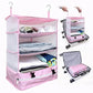 Stow-N-Go Hanging Travel Shelves, Packing Organizer for Luggage. Carry on Closet for Suitcase. Expandable Packing Cube. Travel Essentials. (Pink - XL, XL = (L) 17.7" x (W) 11.8")