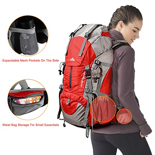 50L Hiking Backpack with Rain Cover for Both Men & Women