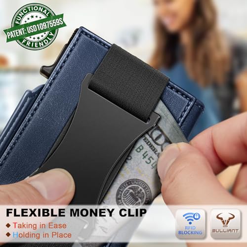 Men Slim Leather Wallet Metal Case Money Clip