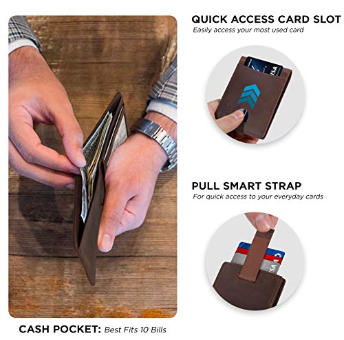 RFID Blocking Slim Bifold Genuine Leather Thin Minimalist Front Pocket Wallets for Men Billfold Wallet Men Gift