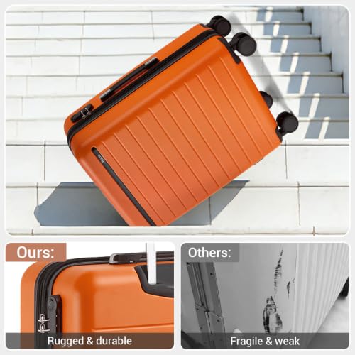Carry On Suitcase 20in Expandable ABS+PC Airline Approved Orange