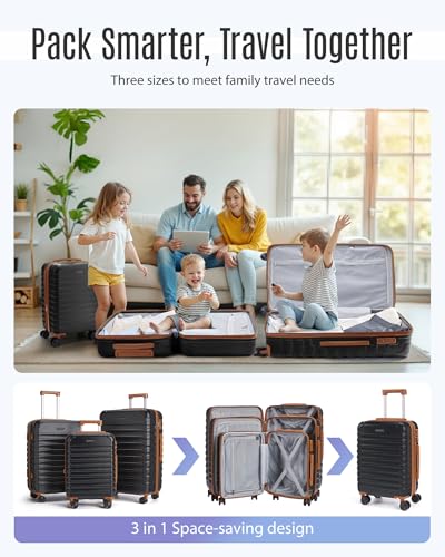 Luggage Sets 3 Pcs Suitcase with Wheel (3 Count)