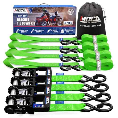 MOCA Heavy Duty Ratchet Straps Tie Down 4 Pack 1.6" x 8 ft (4 Count)