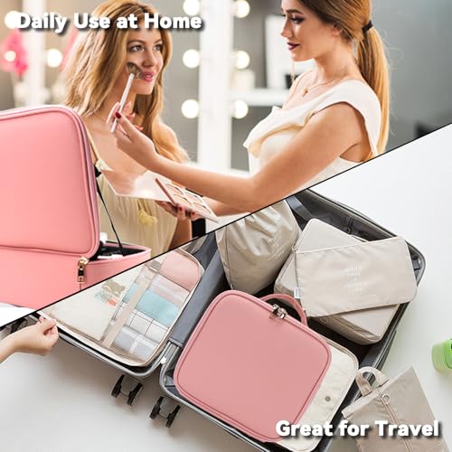 Travel Makeup Bag with LED Mirror with 3 Lighted Settings